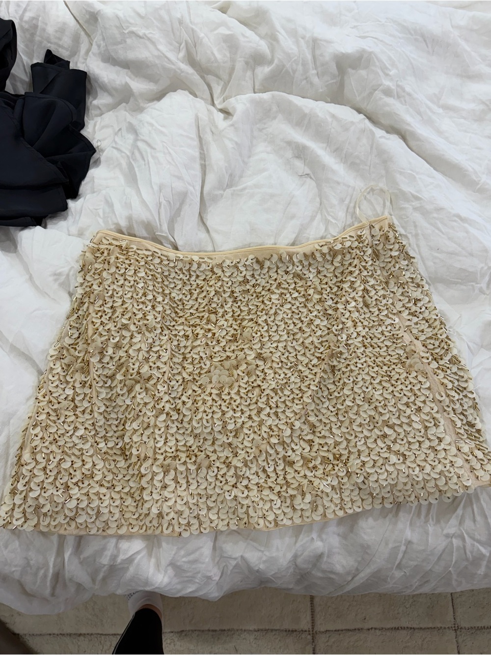 ASOS Cream Sequin Mini Skirt